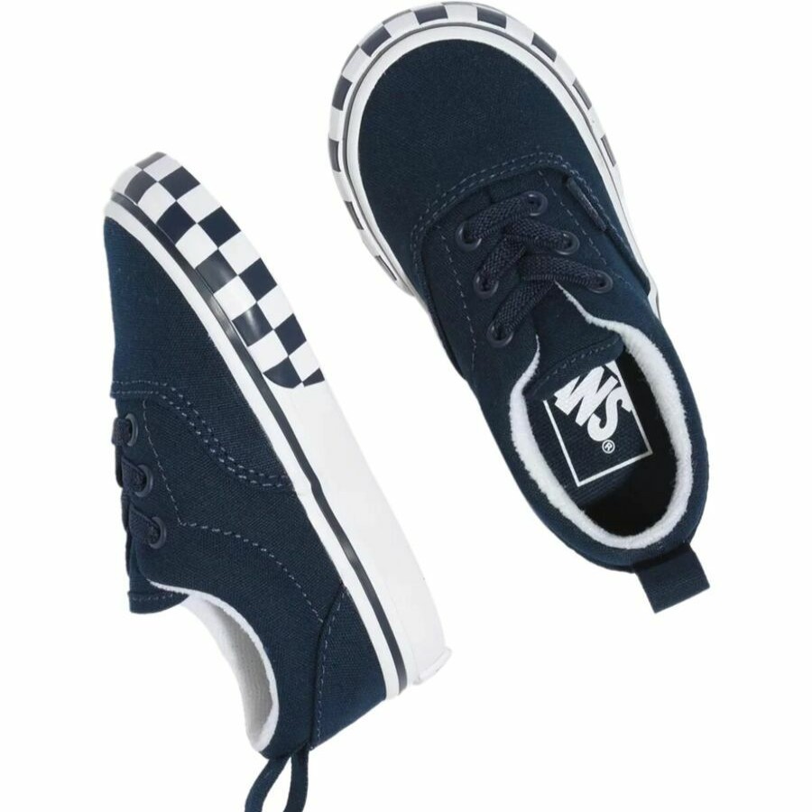 Toddler Boys' Footwear * | Sale Vans Era Elastic Lace Shoe Checkerboard Pack Toddlers' (Check Bumper) Dress Blue/True White