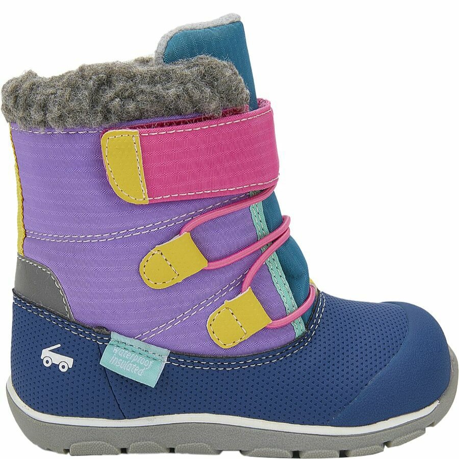 Girls' Footwear * | Free Delivery See Kai Run Gilman Waterproof Insulated Boot Girls' Purple Teal Mix