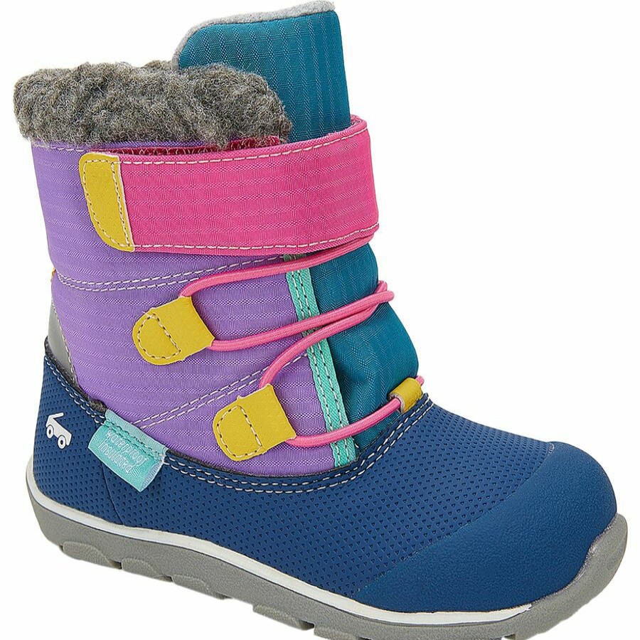 Girls' Footwear * | Free Delivery See Kai Run Gilman Waterproof Insulated Boot Girls' Purple Teal Mix