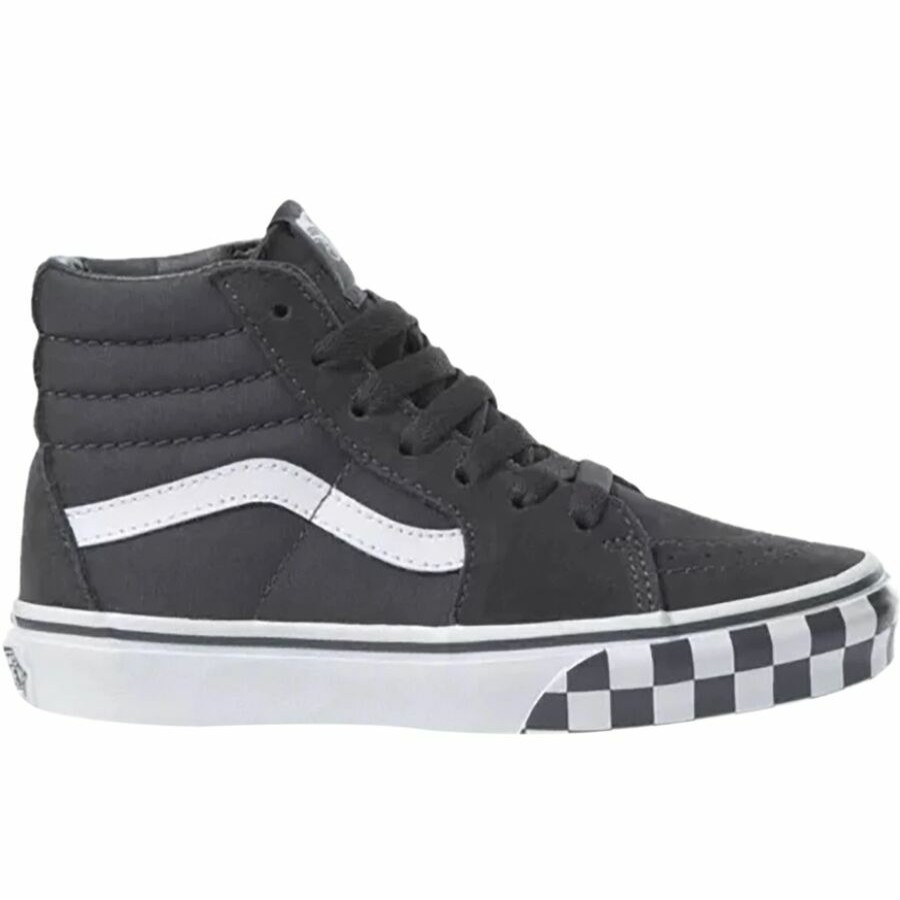 Boys' Footwear * | Free Delivery Vans Sk8-Hi Lace Skate Checkerboard Pack Shoe Kids' (Check Bumper) Asphalt/True White