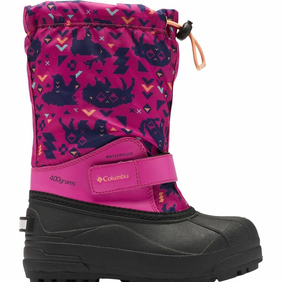 Girls' Footwear * | Discount Columbia Powderbug Forty Print Boot Girls' Wild Fuchsia/Bright Nectar