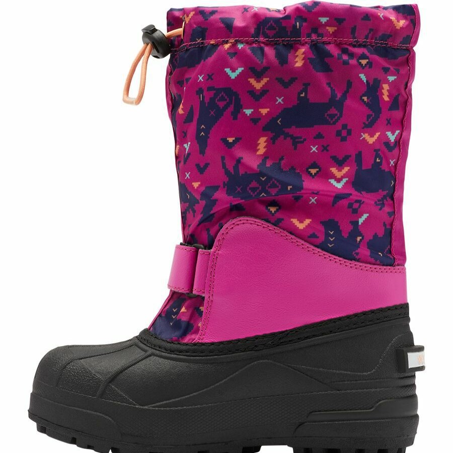 Girls' Footwear * | Discount Columbia Powderbug Forty Print Boot Girls' Wild Fuchsia/Bright Nectar