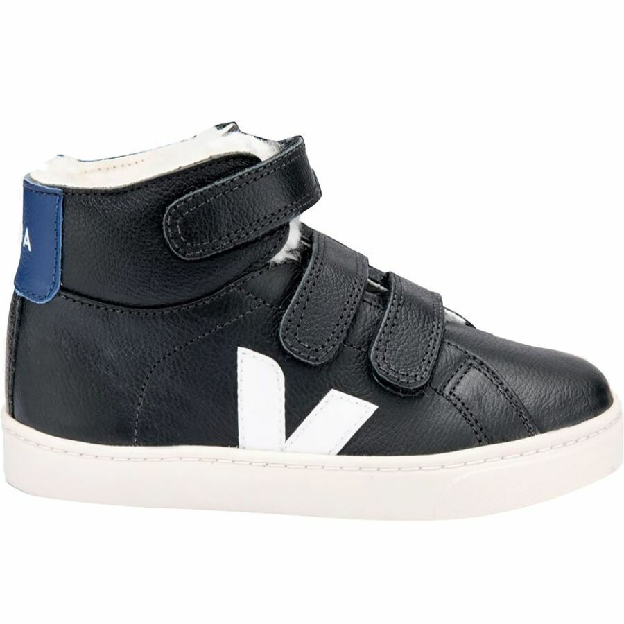 Boys' Footwear * | Free Delivery Veja Esplar Mid Fur Sneaker Kids' Black White Cobalt