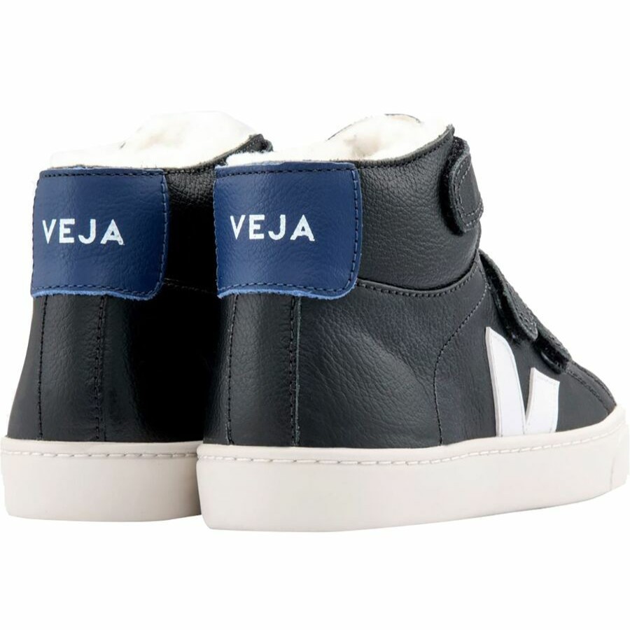 Boys' Footwear * | Free Delivery Veja Esplar Mid Fur Sneaker Kids' Black White Cobalt