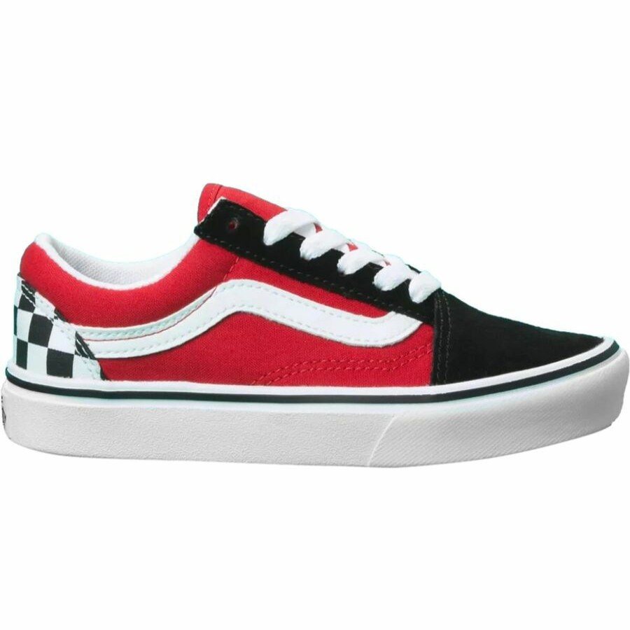 Boys' Footwear * | Sale Vans Comfycush Old Skool Checkerboard Pack Shoe Boys' (Checkerboard) Black/Red