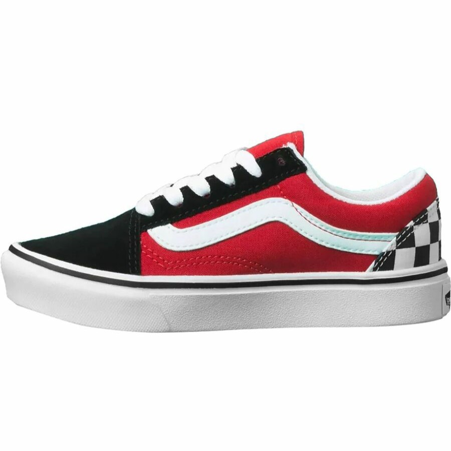 Boys' Footwear * | Sale Vans Comfycush Old Skool Checkerboard Pack Shoe Boys' (Checkerboard) Black/Red