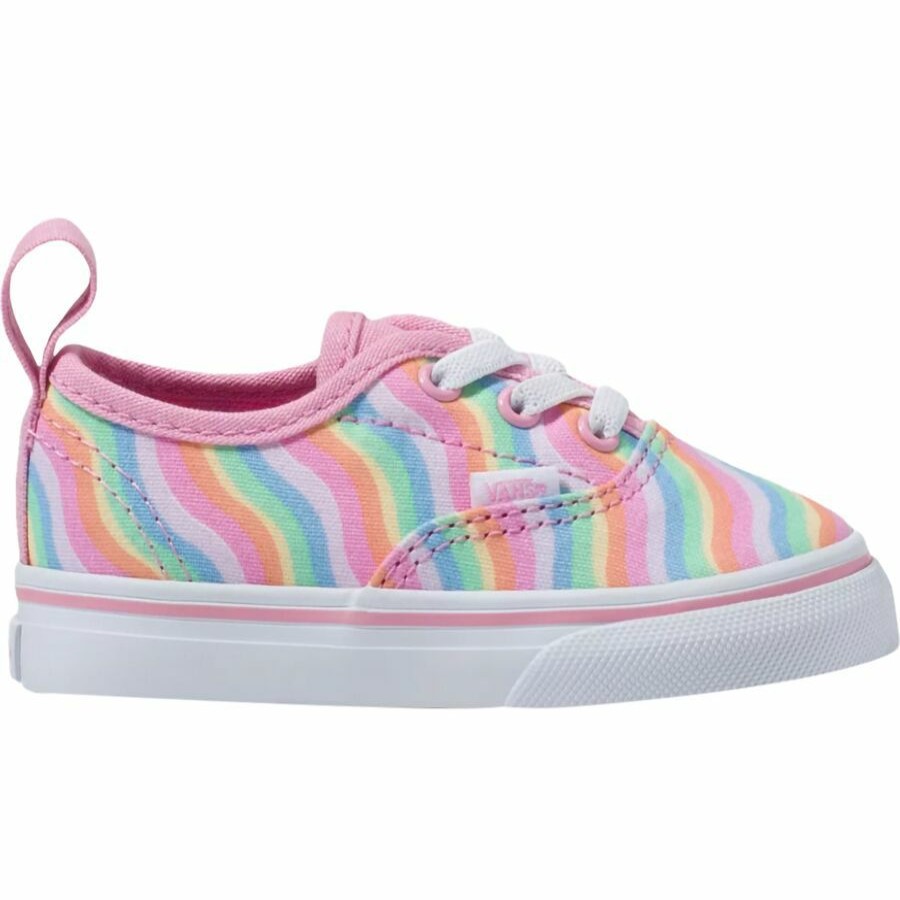 Toddler Boys' Footwear * | Discount Vans Authentic Elastic Lace Shoe Rainbow Pack Toddlers' (Wavy Rainbow) Begonia Pink/True White