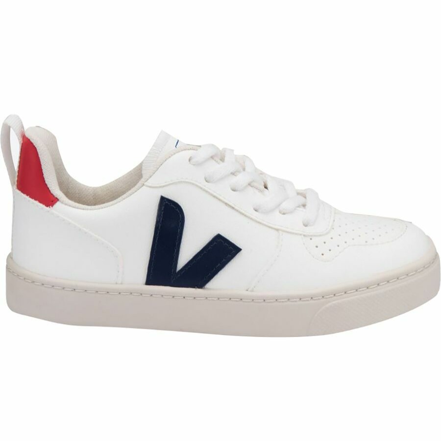 Toddler Boys' Footwear * | Discount Veja V-10 Laces Sneaker Toddlers' White Cobalt Pekin