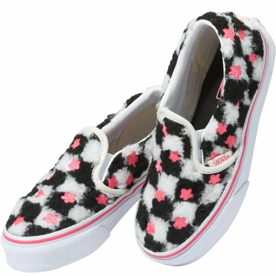 Boys' Footwear * | Discount Vans Classic Slip-On Checkerboard Shoe Kids' (Sherpa Checkerboard) Floral/Paradise Pink