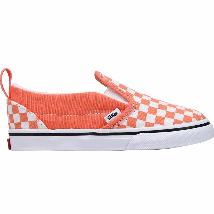 Toddler Boys' Footwear * | Free Delivery Vans Slip-On V Checkerboard Shoe Toddlers' (Checkerboard) Melon/True White