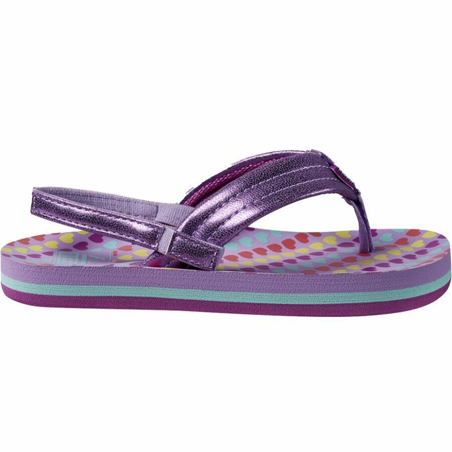 Girls' Footwear * | Sale Reef Little Ahi Sandal Girls' Lavender Hearts