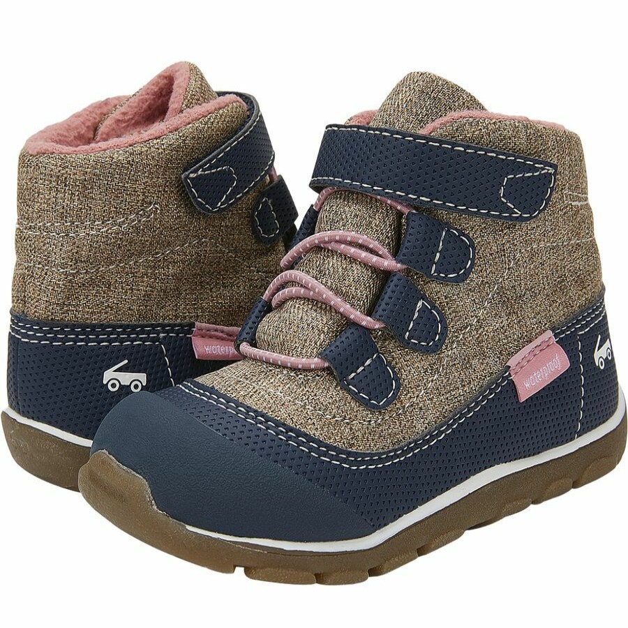 Toddler Girls' Footwear * | Discount See Kai Run Sam Waterproof Boot Toddler Girls' Brown/Navy