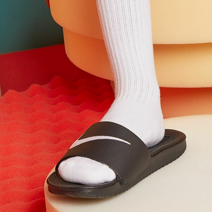 Boys' Footwear * | Sale Nike Kawa Gs Slide Sandal Kids' Black/White