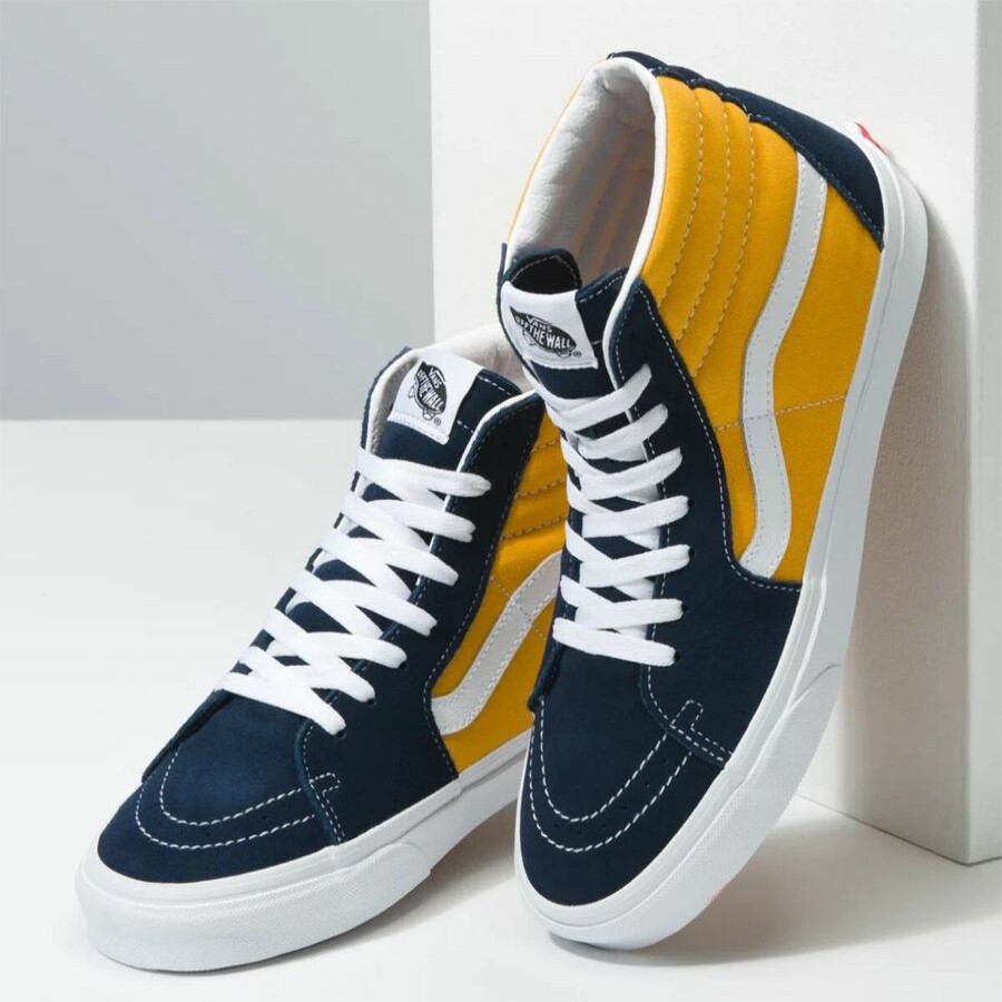 Boys' Footwear * | Sale Vans Sk8-Hi Lace Skate Sport Pack Shoe Kids' (Classic Sport) Dress Blue/ Saffron