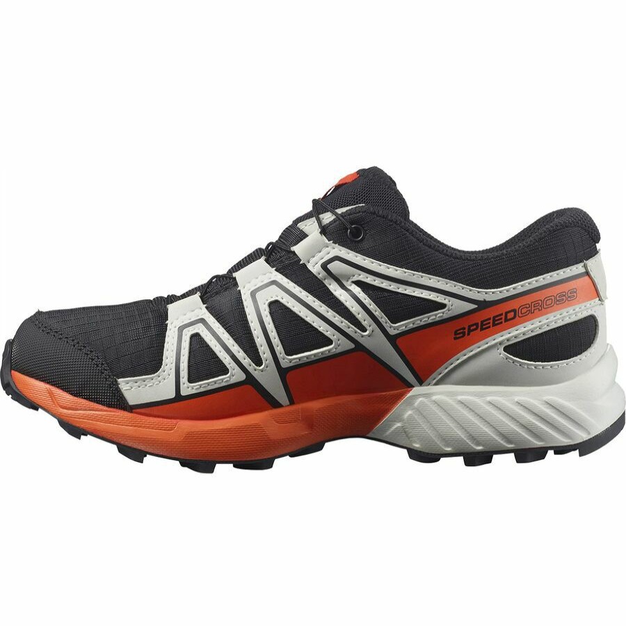 Boys' Footwear * | Outlet Salomon Speedcross Cs Waterproof Hiking Shoe Kids' Black/Lunar Rock/Cherry Tomato