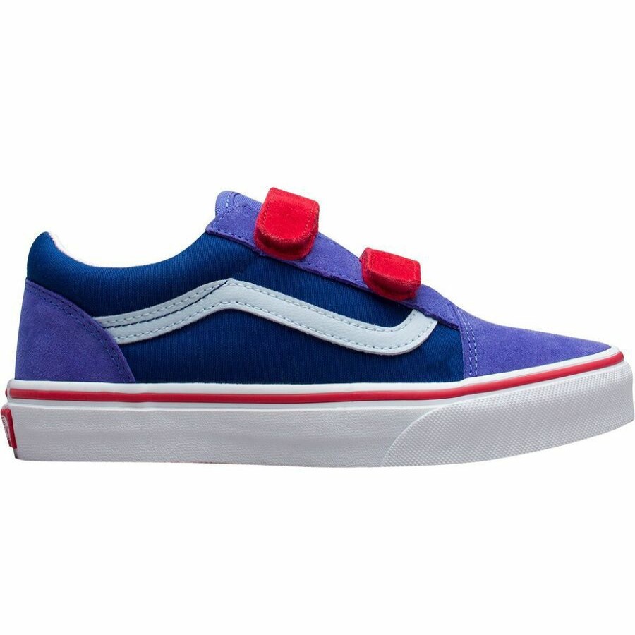 Boys' Footwear * | Sale Vans Old Skool V Shoe Color Block Pack Kids' (Color Block) Baja Blue/High Risk Red