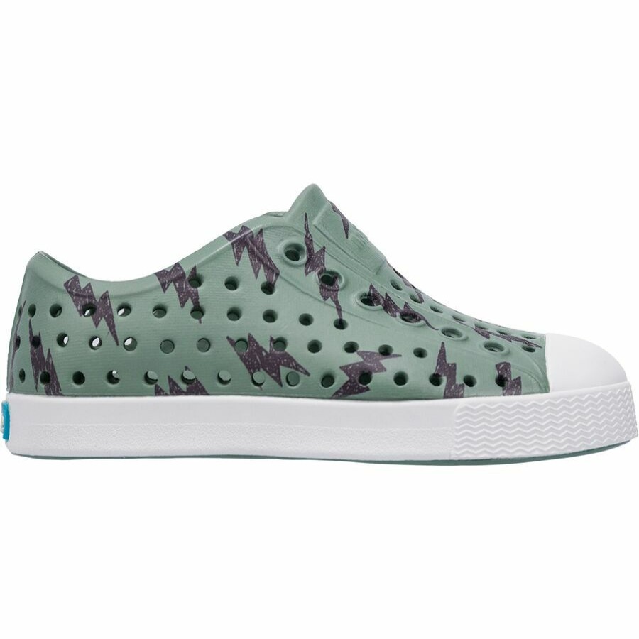 Boys' Footwear * | Sale Native Shoes Jefferson Print Shoe Kids' Folk Green/Shell White/Onyx Lightning