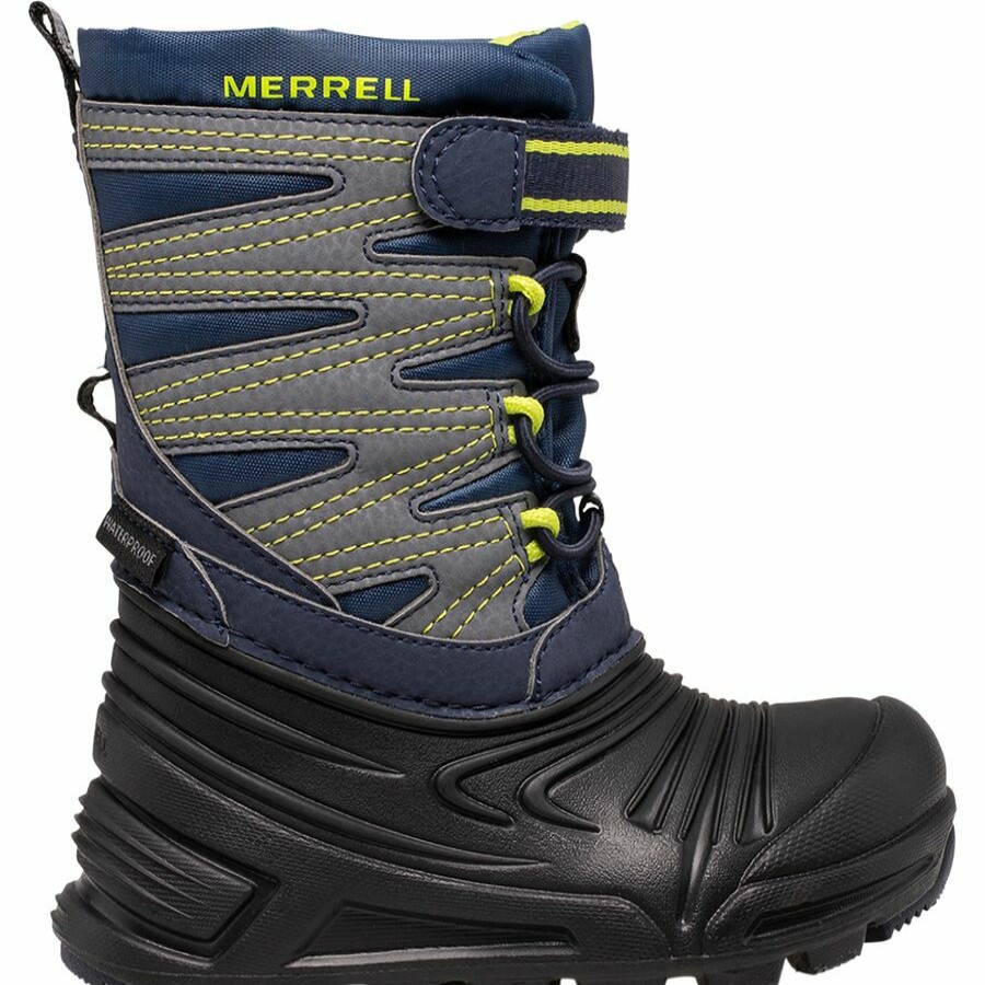 Toddler Boys' Footwear * | Free Delivery Merrell Snow Quest Lite 3.0 Jr Waterproof Boot Toddlers' Navy/Black/Grey