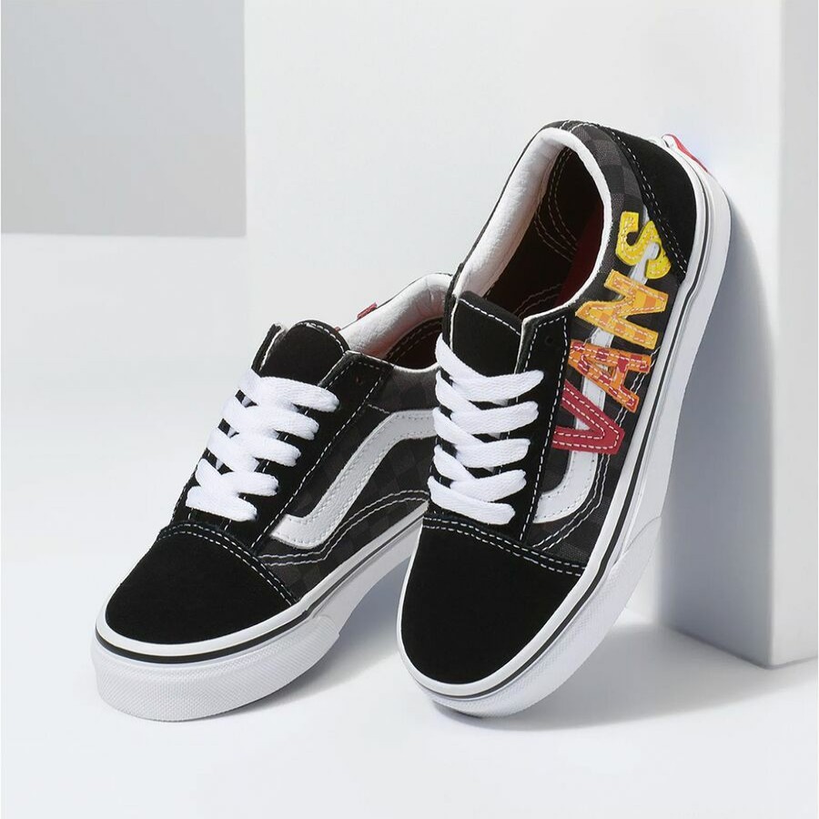 Boys' Footwear * | Discount Vans Old Skool Flame Pack Shoe Kids' (Flame Logo Repeat) Black/Multi