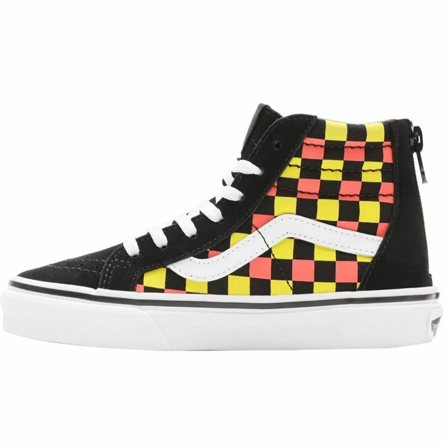 Boys' Footwear * | Sale Vans Sk8-Hi Zip Glow Pack Skate Shoe Kids' (Neon Glow Check) Black/Multi