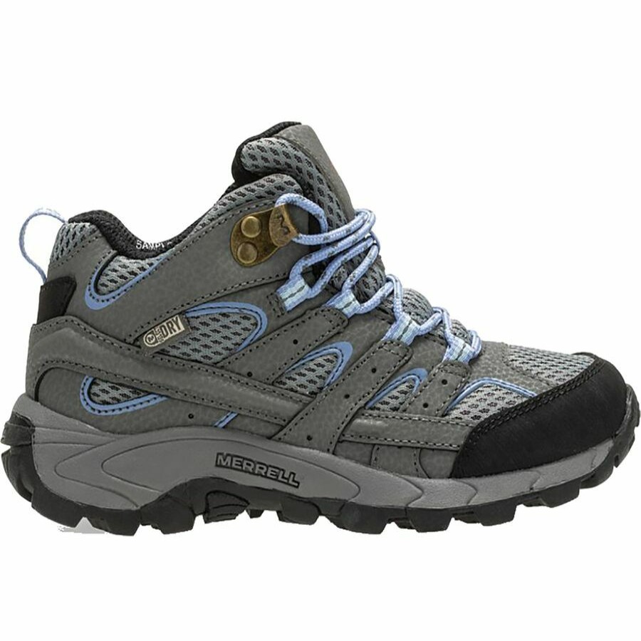 Girls' Footwear * | Sale Merrell Moab 2 Mid Waterproof Hiking Shoe Girls' Grey/Periwinkle