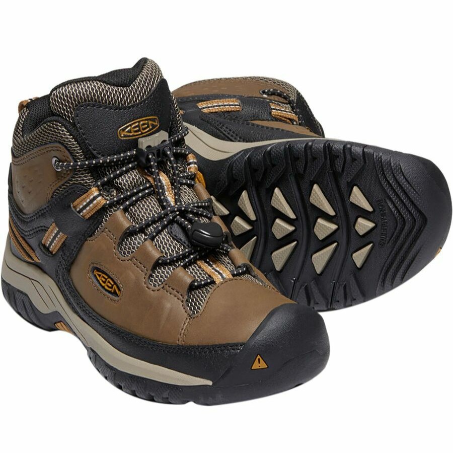 Boys' Footwear * | Sale Keen Targhee Mid Wp Shoe Boys' Dark Earth/Golden Brown