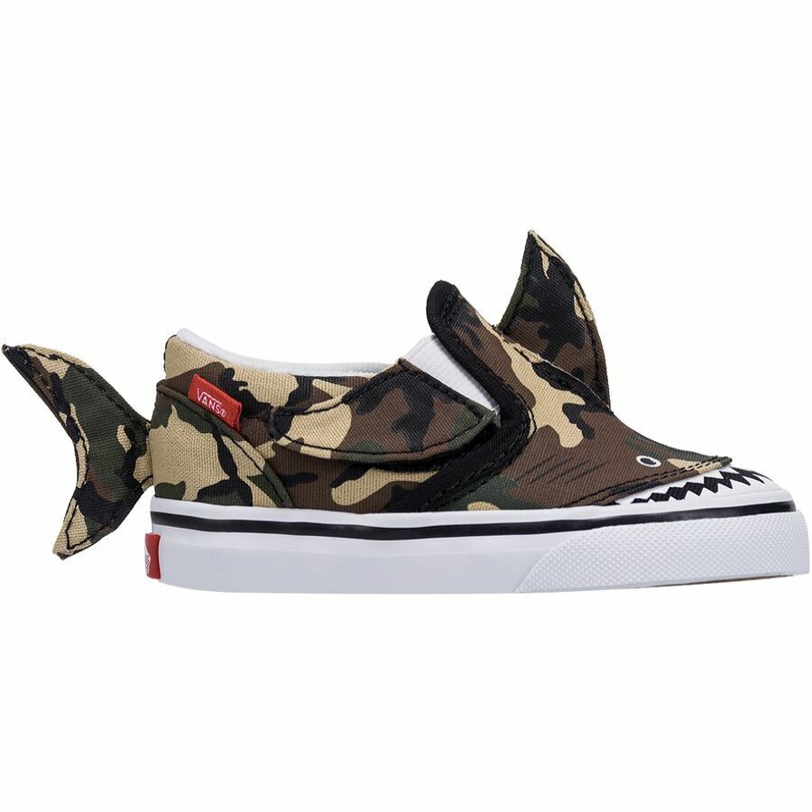 Toddler Boys' Footwear * | Free Delivery Vans Slip-On V Shark Shoe Toddlers' (Camo Shark) Black/True White