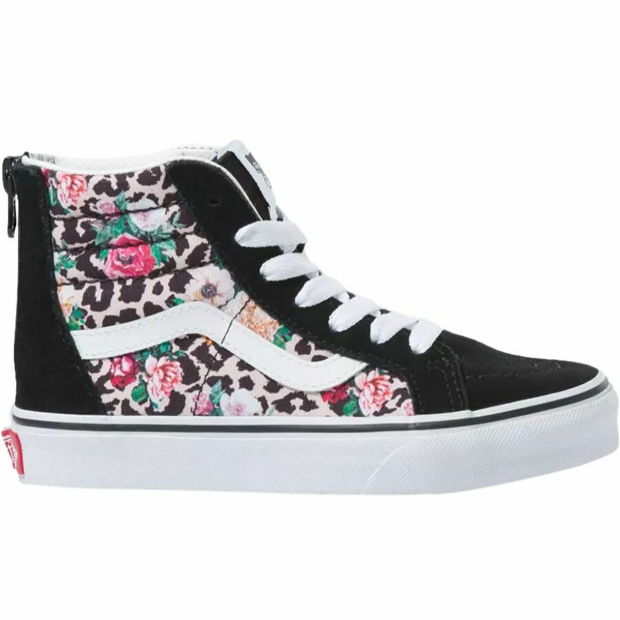 Girls' Footwear * | Sale Vans Sk8-Hi Zip Shoe Girls' (Leopard Floral) Black/True White