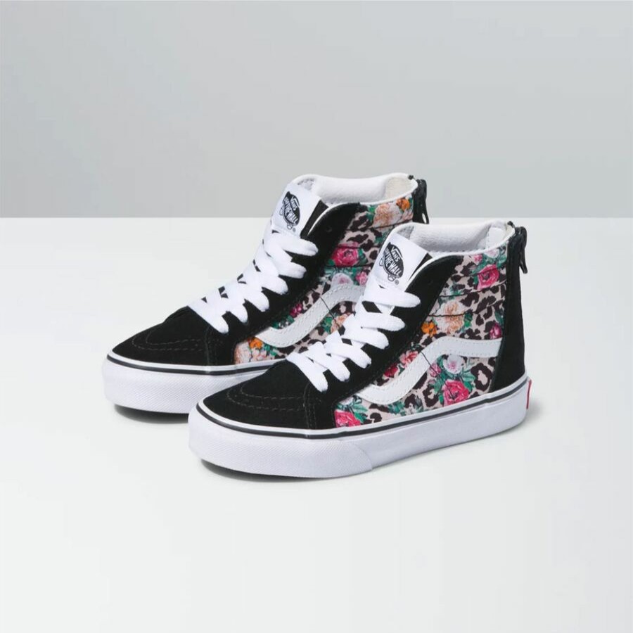 Girls' Footwear * | Sale Vans Sk8-Hi Zip Shoe Girls' (Leopard Floral) Black/True White